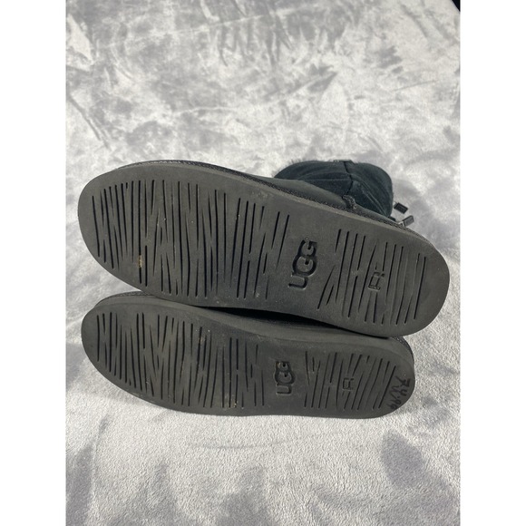 Ugg Australia Tall Boots Kids Sz 4 Jesslyn Classic Black Suede Warm Sherpa Comfy - Picture 8 of 14